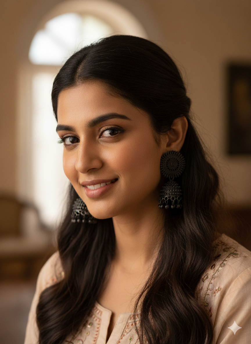 Black Oxidised Round Jhumka Earrings for Women & Girls | Traditional Antique Finish Long Ethnic Earrings | Festive & Wedding Wear Jewellery